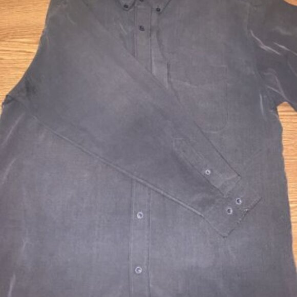 Tri-Mountain Men's Button Down Collar Long Sleeve Dress Shirt Gray Large - Picture 1 of 9